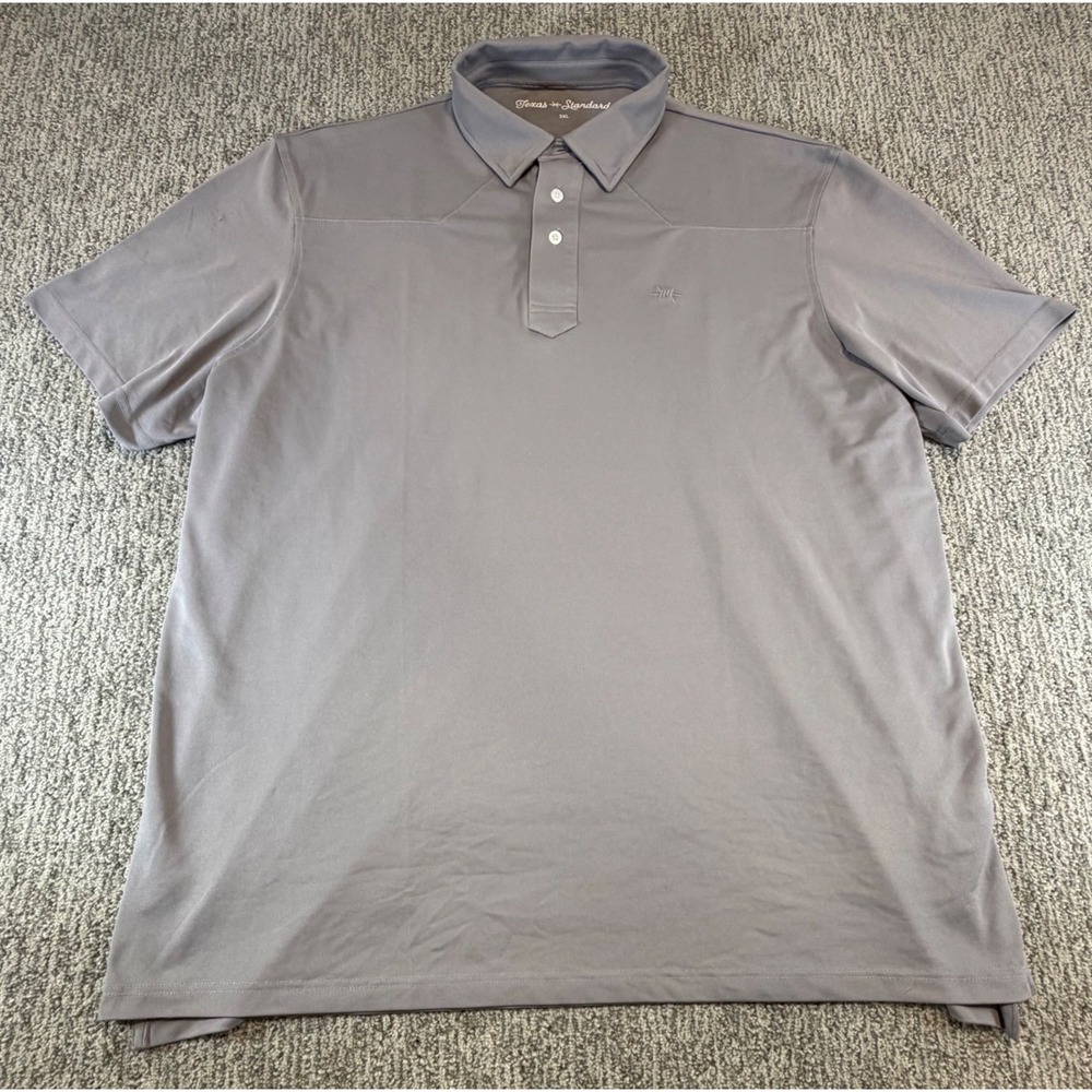 Texas‎ Standard Polo Shirt Mens 3XL Gray Performance Stretch Western Yoke Logo